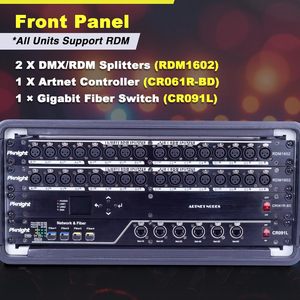 Pknight RDMX-S8F IP65 LED Todo en Uno, Rack de <span class=keywords><strong>19</strong></span> <span class=keywords><strong>Pulgadas</strong></span> para Touring, 4 Divisores RDM, Controlador ArtNet, Switch de Fibra Gigabit - Product Image 2
