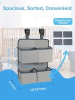 Organisateur de couches suspendu pour berceau, avec 4 poches profondes, support de couches pour table à langer, empileur de couches suspendu, organisateur de rangement pour chambre d'enfant