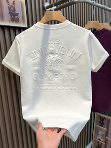 T-shirt <span class=keywords><strong>Uomo</strong></span> Premium in Cotone Pima Organico Bianco Oversize con Grafica 3D Goffrata Personalizzata - Collezione Estiva 2026 - Product Image 5