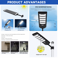 Lampe solaire tout-en-un pour rue, 300W 400W 600W, ABS, détecteur de mouvement radar, extérieur, IP65, étanche, pour jardin, route, cour, allée