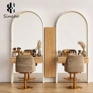 Luxury Full-Length Modern Commercial Salon Arched Recessed Wall <b>Mirror</b> with <b>Table</b> for Barber Shop - Product Image 2