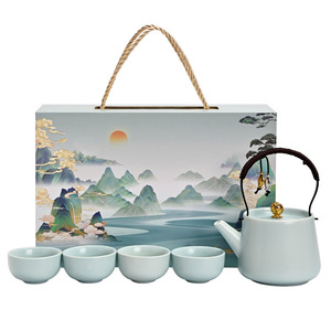 Ceramic Kung Fu Tea <b>Set</b> <b>Teapot</b> With Handle Business Gift Commercial Use Personalization Option Spring 2026 - Product Image 5