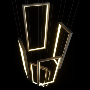 JYLIGHTING rettangolo in metallo semplice moderno soggiorno a led oro nero lampadari a soffitto e luci a sospensione luci scale - Product Image 6