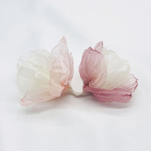 Fleur en organza à <span class=keywords><strong>double</strong></span> tête, couleur contrastée, en <span class=keywords><strong>gaze</strong></span>, avec bord brûlé à la main, résistante à l'<span class=keywords><strong>eau</strong></span>, brodée, 4,5 cm x 9 cm, accessoires - Product Image 5