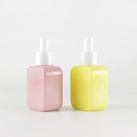 Flacon compte-gouttes en verre brillant de 30 ml, jaune et rose, couleur bonbon, forme carrée