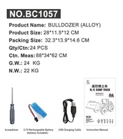 Juguete de Bulldozer a Control Remoto de 9 Canales, con Sonido, Luces LED, Batería Recargable, Cargador de Ruedas Multidireccional