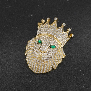 Colgante Hip Hop de Cabeza de León con Corona, de Moissanita, de Latón, Accesorios de Joyería, Collar Hiphop, Novedad al por Mayor - Product Image 2