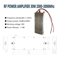Module amplificateur de puissance RF 30W 2000-3000MHz 2GHz 3GHz 45dBm PA Haute efficacité pour communication sans fil