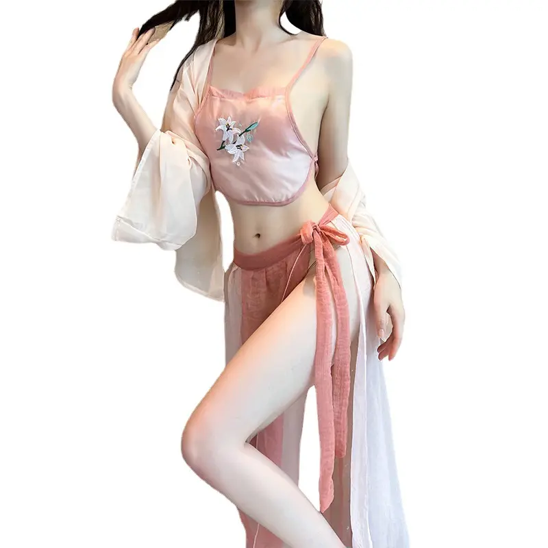 הרפובליקה של סין סגנון חליפת רטרו נשים של הלבשה תחתונה Hanfu פרספקטיבה קלאסי בטן תיק ארבעה חתיכה סקסית הלבשה תחתונה