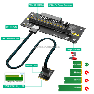 M.2 M-Key 2230~2280 ke PCI-e 4.0 X16 dengan Kabel Ekstensi Oculink SFF-8612/8611 Sebagai Kartu Grafis Eksternal, PWR Dari ATX 24PIN - Product Image 3