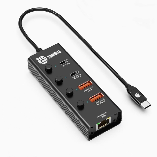5 in 1 Portable USB C Hub with Individual On/Off Switches Excellent Splitter USB Hub