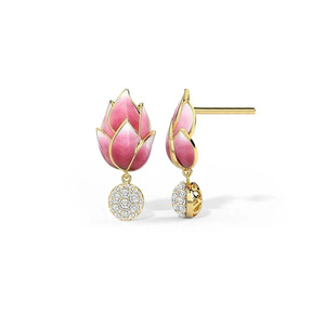 Boucles d'oreilles clous fleur de lotus pour femme, émail dégradé, style floral naturel, bijoux - Product Image 3