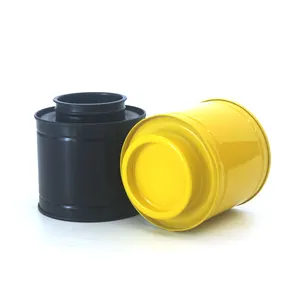Atacado airtight personalizado cilíndrico de metal, lata de lata de chá café redonda preto com tampa