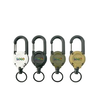 Mousqueton Rétractable Robuste pour Randonnée Porte-Clés Cordon Métallique Enrouleur Porte-Badge Tactique d'Extérieur Anneau Porte-Clés