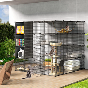Gaiola Dobrável de Luxo para Gatos e Cães, Resistente, com Teto Aberto, Rodas, Fecho de Cinto e Bandeja de Metal - Product Image 3