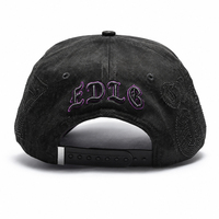 Gorra Edlg Negra con Logotipo Bordado en 3D, Pedrería, Logotipo Personalizado en la Visera, Gorra de Béisbol Estilo Streetwear, Gorras Personalizadas Bordadas