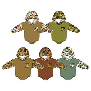 Custom Boutique Camo <b>Cute</b> Baby Boys Hoodie Pocket Romper Toddles Casual Newborn <b>Onesies</b> Wholesale Infant Factory Price Clothes - Product Image 2