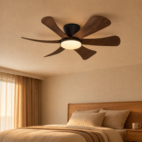 Ventilateur de plafond électrique 36 pouces avec lumière, moteur silencieux 60W, télécommande, lustre LED, 5 pales pour chambre, salle à manger, salon