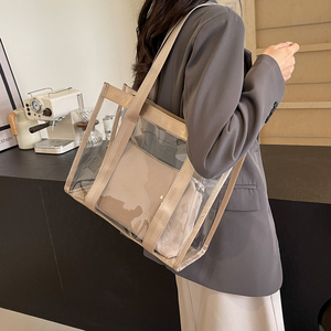 กระเป๋าช้อปปิ้งพีวีซีขนาดใหญ่เป็นมิตรกับสิ่งแวดล้อมสำหรับงานหนักกระเป๋าเดินทางกระเป๋าชายหาดแบบใสใช้ซ้ำได้กันน้ำออกแบบได้ตามต้องการ - Product Image 2