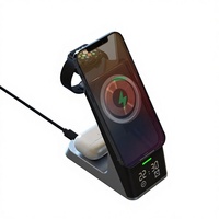 Chargeur de bureau sans fil magnétique 5-en-1 avec port Type-C, en ABS, protection contre les surcharges pour montre connectée, écouteurs et téléphone portable