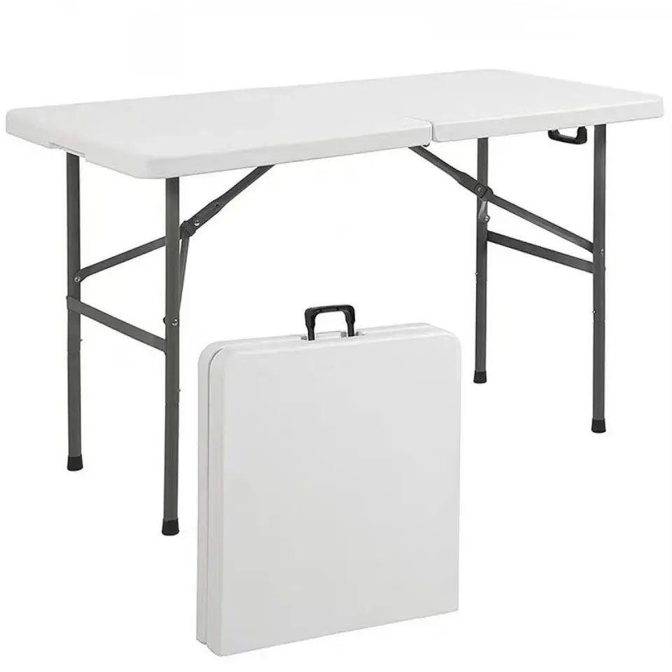 ขายส่งสีขาวแบบพกพากลางแจ้งโต๊ะเก้าอี้พับได้ 6ft 8ft พลาสติกรับประทานอาหาร bbq ปิกนิกตั้งแคมป์โต๊ะพับสําหรับกิจกรรม