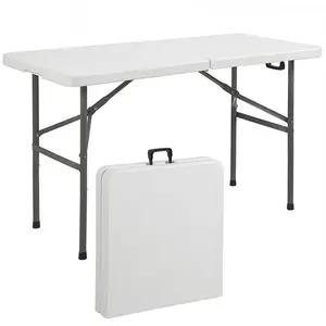 Cadeira dobrável branca para uso ao ar livre, mesa dobrável de plástico para jantar, piquenique, acampamento, eventos, 6 pés e 8 pés