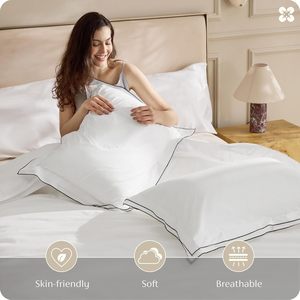 White 100% Cotton Woven Modern Solid Colors Luxury Hotel Bedding Sets Duvet Cover Bed Sheets Customizable Sizes 300tc Thread - Product Image 4