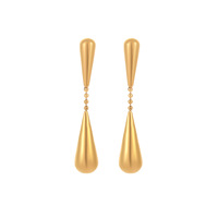 Anting-anting wanita model tetesan air geometris, minimalis, berlapis emas 18k, terbuat dari baja anti karat 316L, warna dingin.