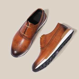 Modernos Zapatos Oxford Casuales de Diseñador Italiano para Hombre, Zapatos Casuales de Negocios de Cuero Vacuno Genuino - Product Image 1
