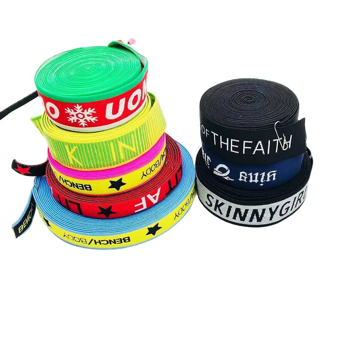 Fashion customized printed jacquard elastic waist band for underwear printed elastic ribbon