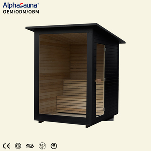 Sauna extérieur moderne et élégant en bois massif avec poêle Harvia 6 kW et <span class=keywords><strong>piscine</strong></span> froide personnalisable - Product Image 1