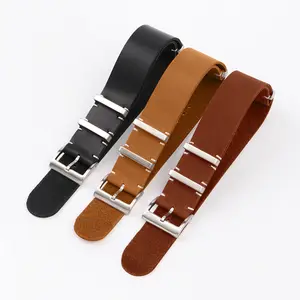 High-quality one-piece Cool matt Crazy-horse Wrist Bracelet wide loops Handmade stitching genuine leather watch watch band strap