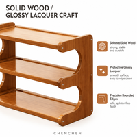 Étagère murale en bois à 3 niveaux, bois massif, laque brillante, panneaux latéraux courbés, gain de place pour salon, chambre à coucher