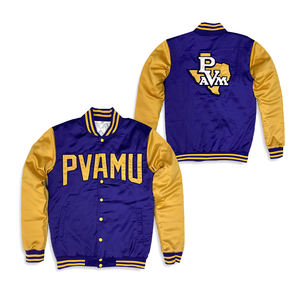 Chaqueta de satén Chaqueta de béisbol universitaria de algodón con diseño bordado personalizado - Product Image 1