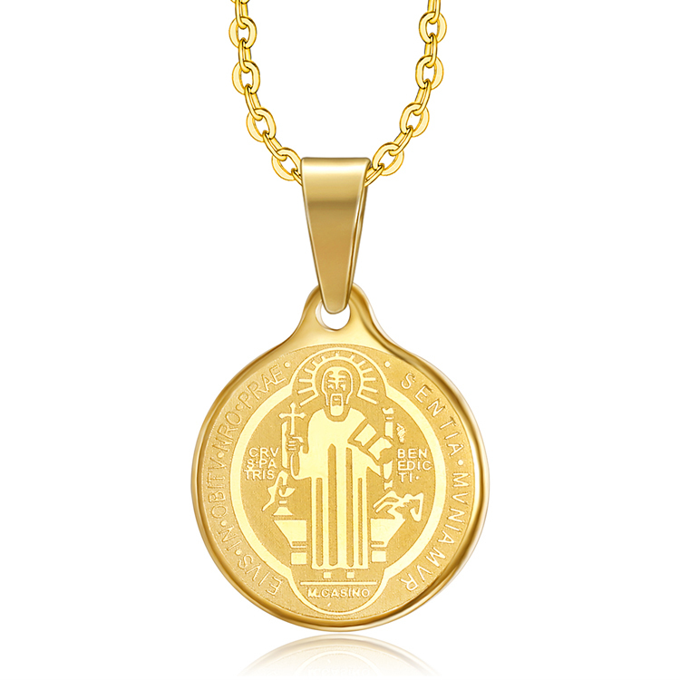 Religieux Catholique En Acier Inoxydable Bijoux Christian Médaillon Saint Benoît Pendentif Collier