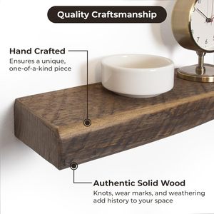 Estantes flotantes de madera Estante rústico de madera gruesa sólida real Hecho a mano - Product Image 2