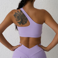 Haut de yoga asymétrique pour femme, soutien-gorge de sport à coussinets amovibles, tenue de sport pour le dos, vêtement de yoga et de fitness