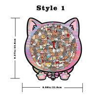 Vente en gros d'usine : Puzzle en bois mignon en forme de chat, 135 pièces, personnalisable, multi-styles, jeux de société animaux de formes uniques pour cadeau