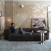 Canapé d'angle moderne trois places Lazy Wind, ensemble de canapés modulaires Wai Ji pour un espace esthétique, en tissu velours, idéal pour appartement et villa, salon.