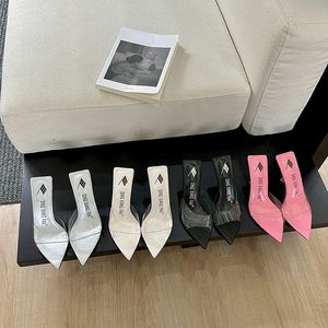 Scarpe Donna Peep Toe Unique Fashion Transparent <b>Slippers</b> Sandals <b>Mules</b> for Ladies - Product Image 1
