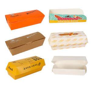 Cấp thực phẩm giấy Hot Dog bao bì Hàn Quốc Ngô Hot Dog hộp Khay Thuyền dùng một lần khay giấy tùy chỉnh in Hot Dog hộp khay - Product Image 2