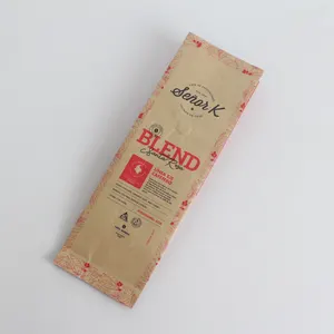 खाद्य ग्रेड ब्राउन क्राफ्ट पेपर साइड गशेसेट कॉफी बीन पैकेजिंग बैग एयर वाल्व के साथ