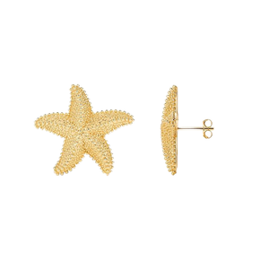 Pendientes de tuerca de estrella de mar chapados en oro de 18 quilates de acero inoxidable 2025, nuevo diseño de verano, pendientes de playa a la moda para regalos - Product Image 1