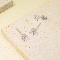 Paramètres de boucle d'oreille incrustée d'or solide 14k personnalisés professionnels boucles d'oreilles en pierre ronde semi-montée pour pierre de 3mm