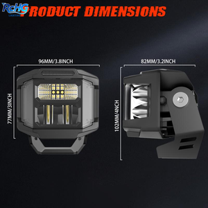 Nuevos Faros LED Cuadrados 4x4 para Camionetas con Luz Lateral, Pods LED Ámbar Transparente de 3 Pulgadas con DRL Ámbar 270. Lanzador Lateral de Haz - Product Image 5