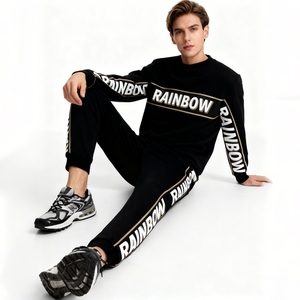 Tuta Sportiva Unisex Personalizzata con Logo Stampato, Set <span class=keywords><strong>Trendy</strong></span> in Cotone con Felpa e Pantaloni, <span class=keywords><strong>Abbigliamento</strong></span> Streetwear OEM - Product Image 1