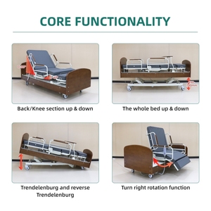 เตียงผู้ป่วยสูงอายุที่ใช้ไฟฟ้าเตียงดูแลบ้านหมุนได้อัตโนมัติคลินิกโรงพยาบาลเฟอร์นิเจอร์ทำจากไม้ - Product Image 5