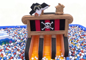 Tobogán Inflable Combinado con Piscina de Pelotas con Diseño de Barco Pirata, Parque Infantil Inflable Comercial con Temática Oceánica para Niños en Interiores - Product Image 6