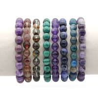 Bracelets de mode en gros, bracelets perlés en pierres précieuses naturelles de 8 mm, bracelets perlés en pierres naturelles