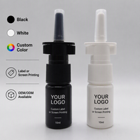 Flacon pulvérisateur nasal vide en plastique HDPE noir solide de 10 ml avec clip, format mini, prêt à l'emploi (RTS)